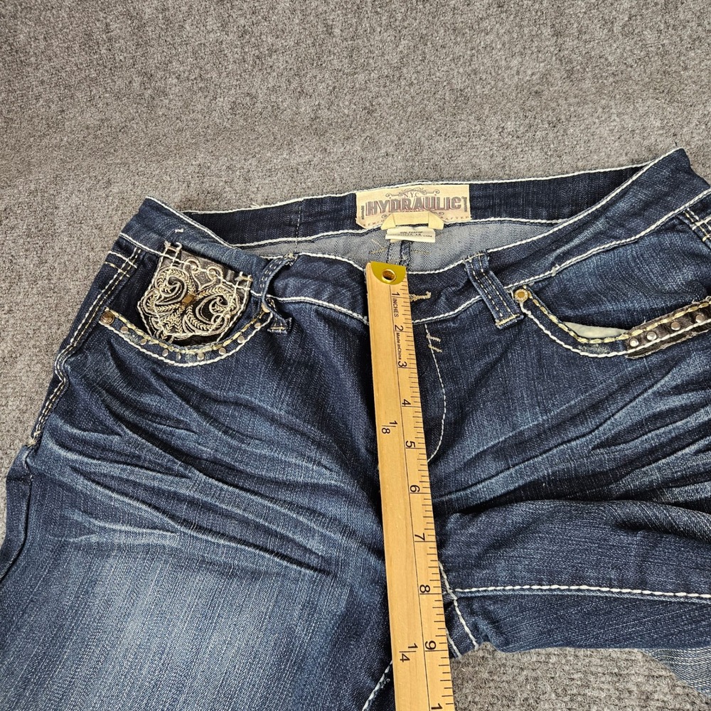Hydraulic Gramercy Womens Size 14 Embroidered Bootcut Jeans Dark Wash Studded - Picture 10 of 11